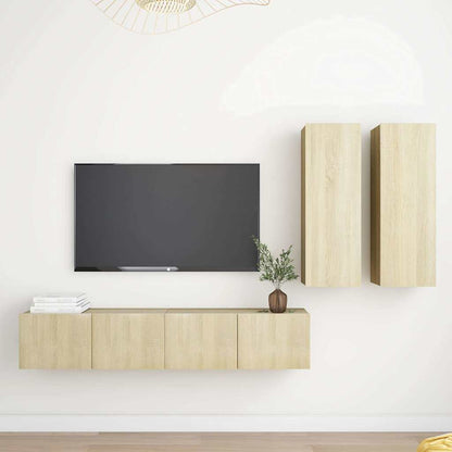 vidaXL TV Cabinet Set | Set of 4 | Sonoma oak | Engineered wood | Medium