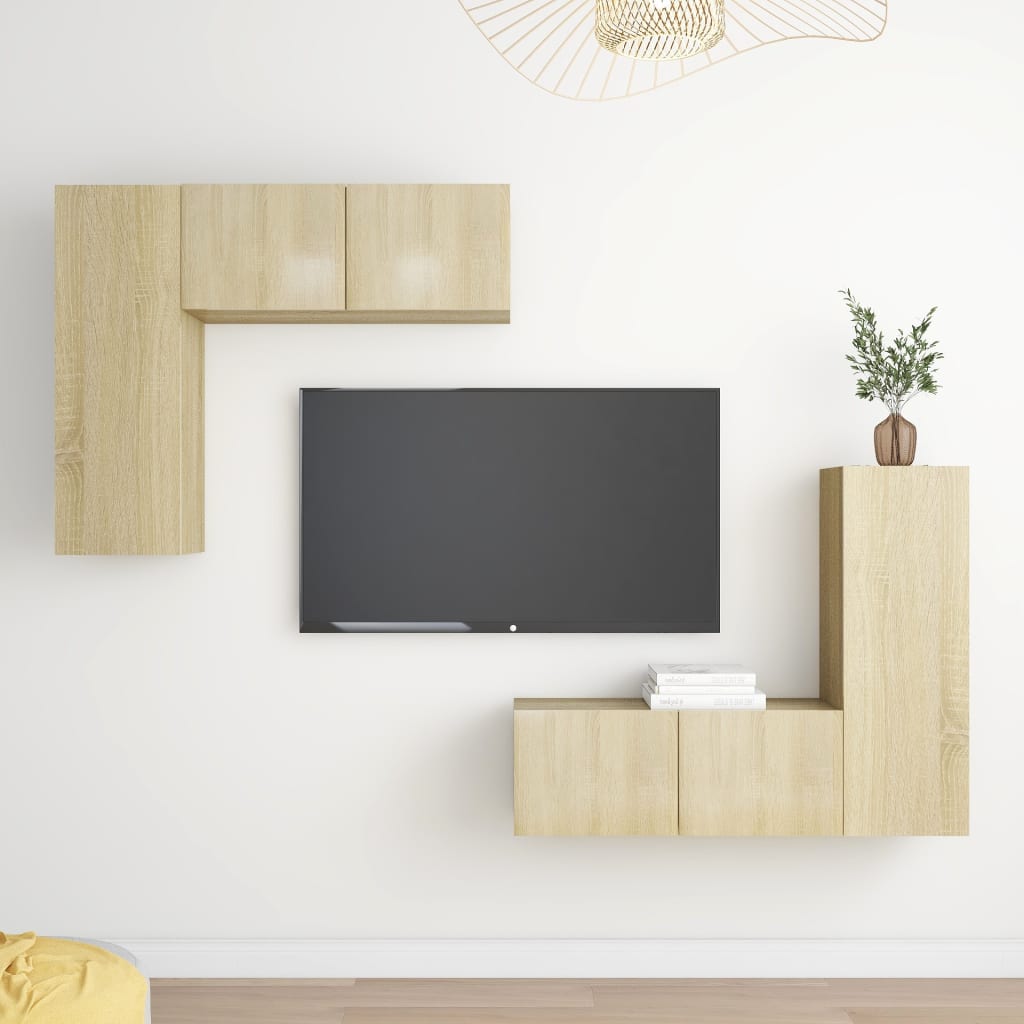 vidaXL 4 Piece TV Cabinet Set Sonoma Oak Engineered Wood