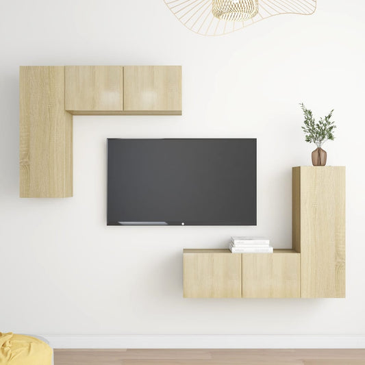 vidaXL 4 Piece TV Cabinet Set Sonoma Oak Engineered Wood