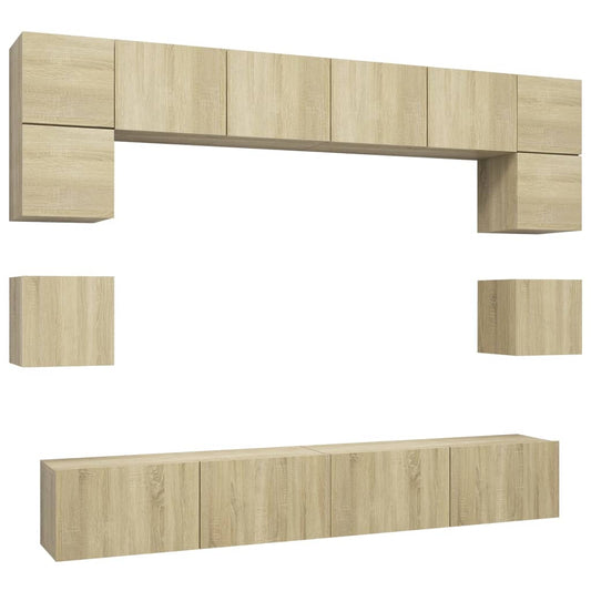vidaXL 8 Piece TV Cabinet Set Sonoma Oak Engineered Wood