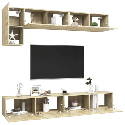vidaXL 5 Piece TV Cabinet Set Sonoma Oak Engineered Wood