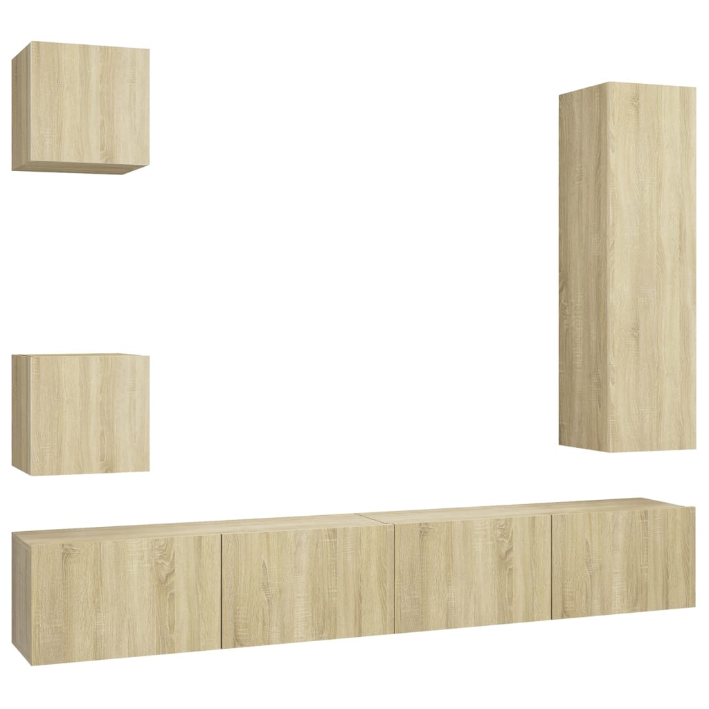 vidaXL 5 Piece TV Cabinet Set Sonoma Oak Engineered Wood