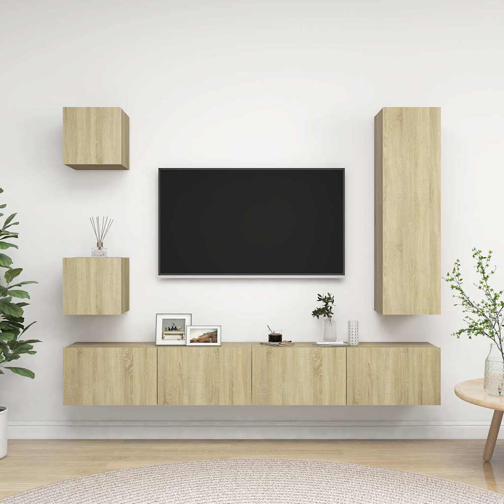vidaXL 5 Piece TV Cabinet Set Sonoma Oak Engineered Wood