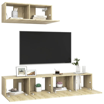 3079016 vidaXL 3 Piece TV Cabinet Set Sonoma Oak Engineered Wood (801475x3)