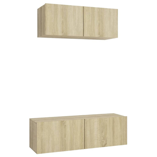 vidaXL 2 Piece TV Cabinet Set Sonoma Oak Engineered Wood