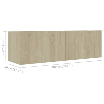 vidaXL 2 Piece TV Cabinet Set Sonoma Oak Engineered Wood