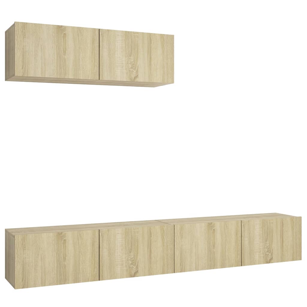 3079018 vidaXL 3 Piece TV Cabinet Set Sonoma Oak Engineered Wood (801484+801484x2)