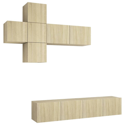 vidaXL 7 Piece TV Cabinet Set Sonoma Oak Engineered Wood