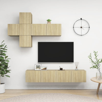 vidaXL 7 Piece TV Cabinet Set Sonoma Oak Engineered Wood
