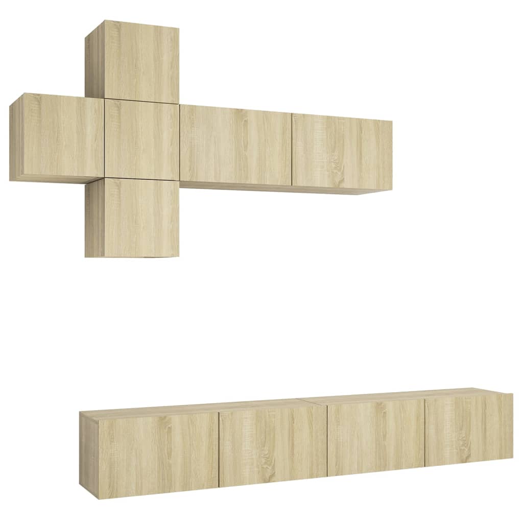 vidaXL 7 Piece TV Cabinet Set Sonoma Oak Engineered Wood