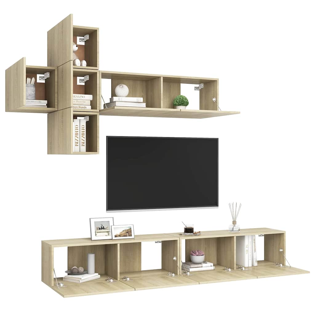vidaXL 7 Piece TV Cabinet Set Sonoma Oak Engineered Wood