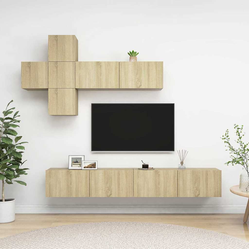 vidaXL 7 Piece TV Cabinet Set Sonoma Oak Engineered Wood