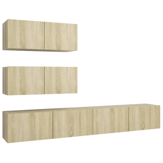 vidaXL 4 Piece TV Cabinet Set Sonoma Oak Engineered Wood