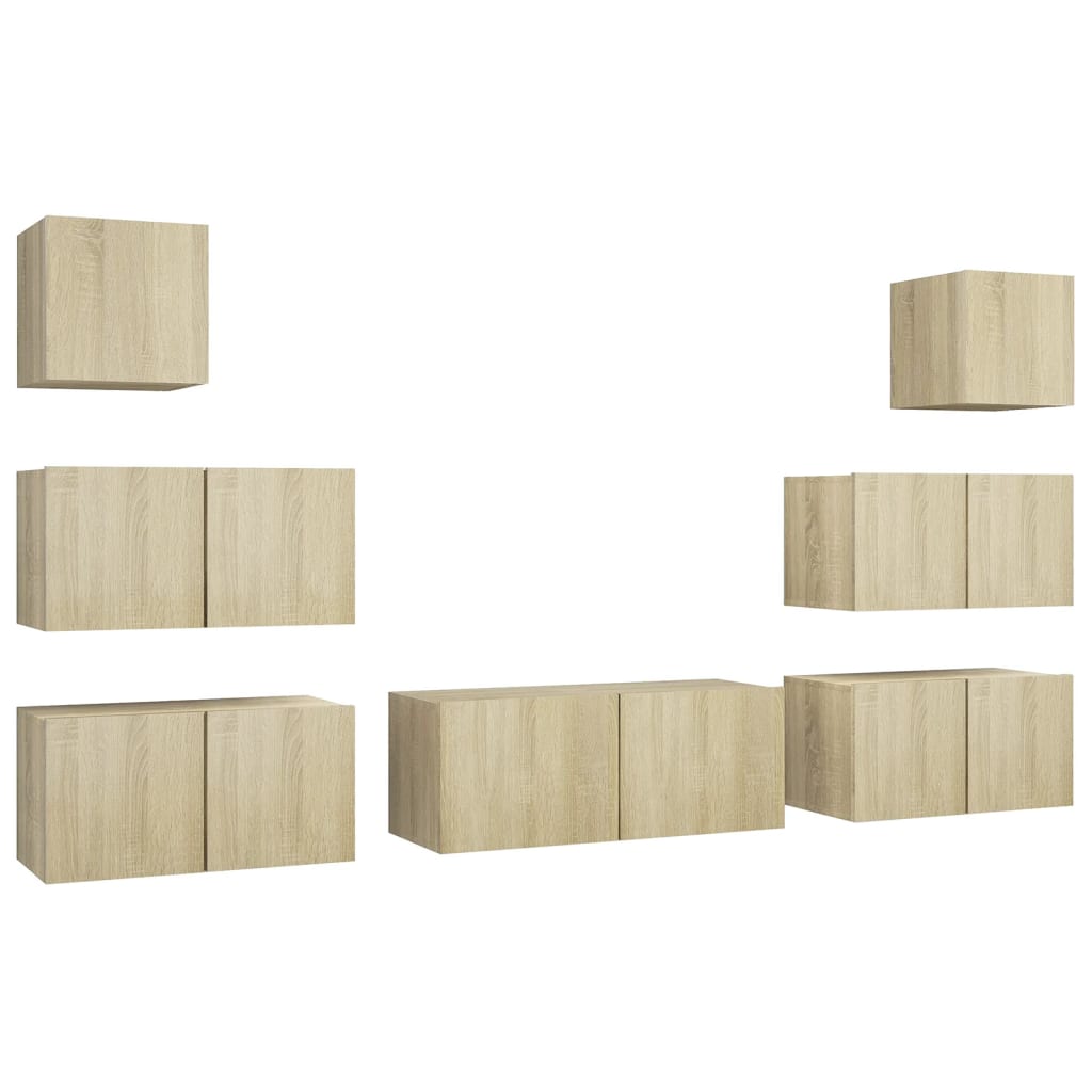 vidaXL 7 Piece TV Cabinet Set Sonoma Oak Engineered Wood