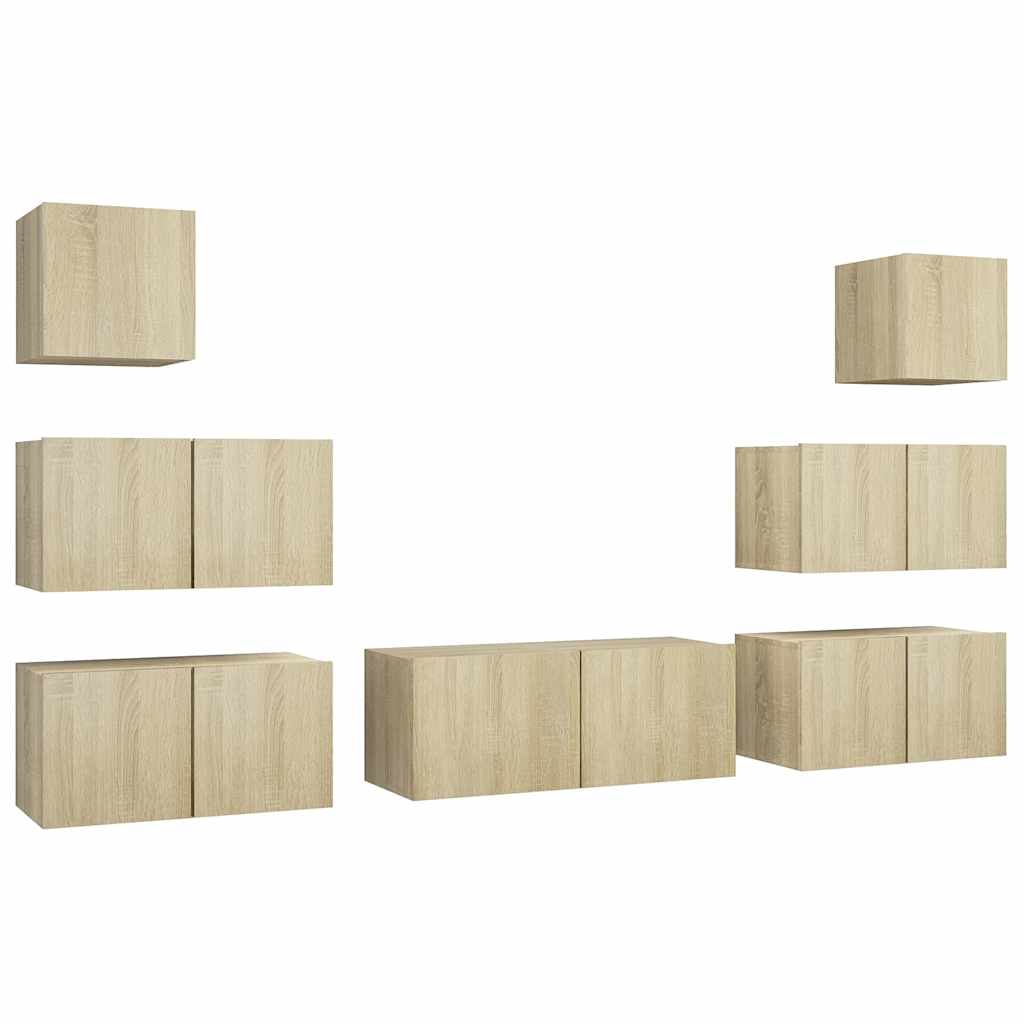 vidaXL 7 Piece TV Cabinet Set Sonoma Oak Engineered Wood
