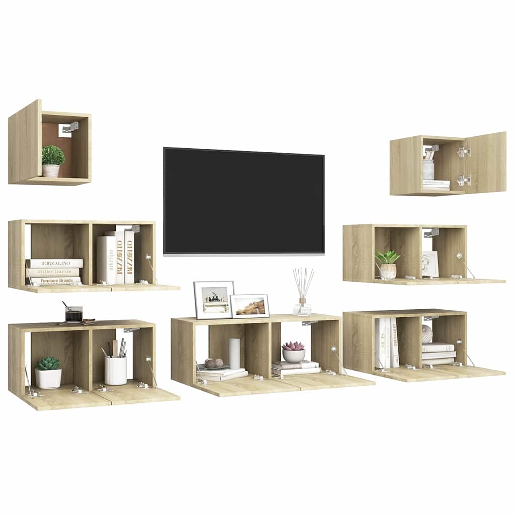 vidaXL 7 Piece TV Cabinet Set Sonoma Oak Engineered Wood