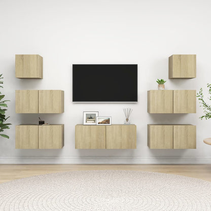 vidaXL 7 Piece TV Cabinet Set Sonoma Oak Engineered Wood