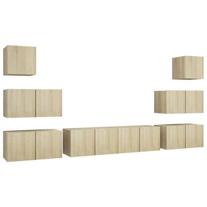 vidaXL 8 Piece TV Cabinet Set Sonoma Oak Engineered Wood