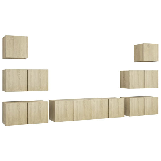 vidaXL 8 Piece TV Cabinet Set Sonoma Oak Engineered Wood