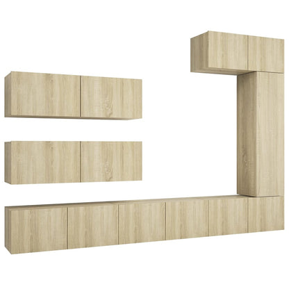 vidaXL 7 Piece TV Cabinet Set Sonoma Oak Engineered Wood