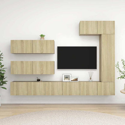 vidaXL 7 Piece TV Cabinet Set Sonoma Oak Engineered Wood