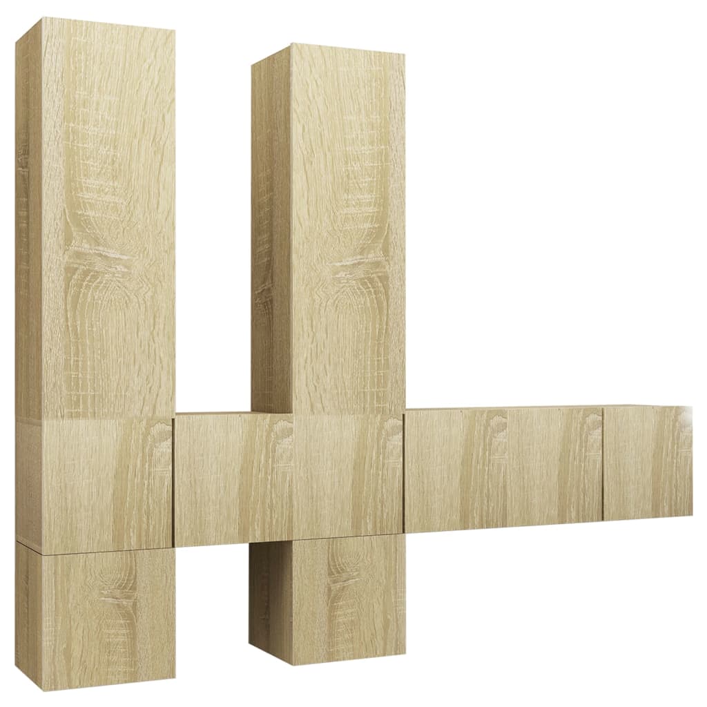 vidaXL 7 Piece TV Cabinet Set Sonoma Oak Engineered Wood