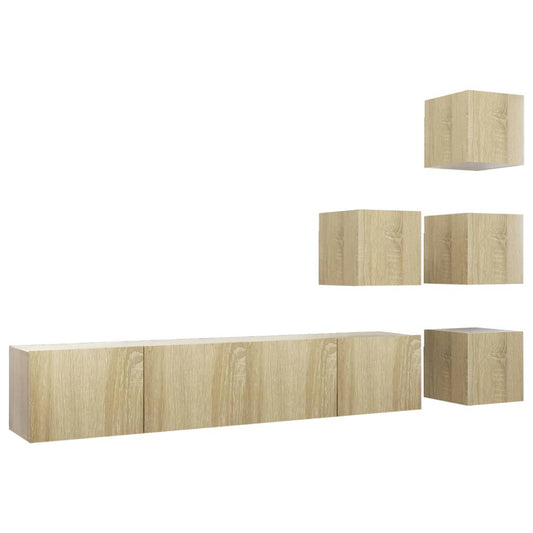 vidaXL 6 Piece TV Cabinet Set Sonoma Oak Engineered Wood
