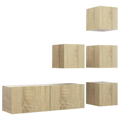 vidaXL 5 Piece TV Cabinet Set Sonoma Oak Engineered Wood