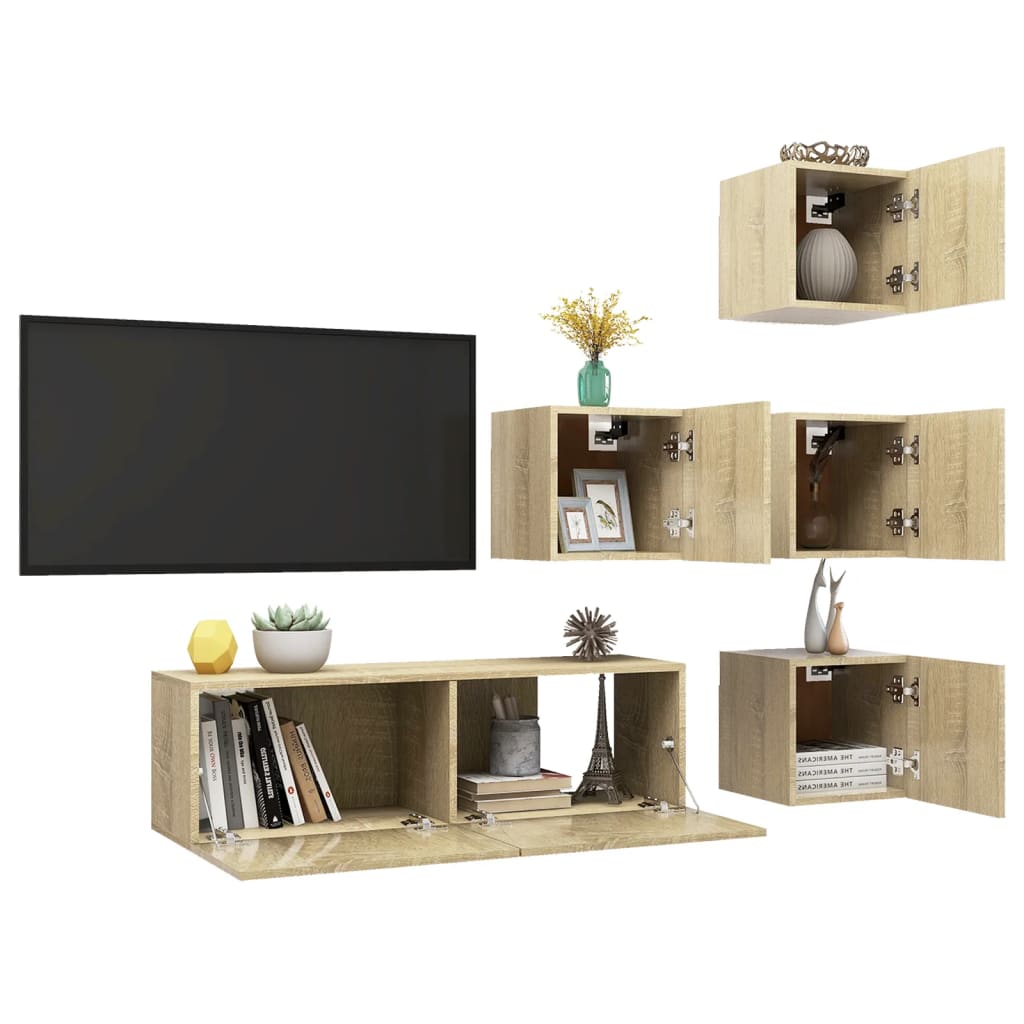 vidaXL 5 Piece TV Cabinet Set Sonoma Oak Engineered Wood