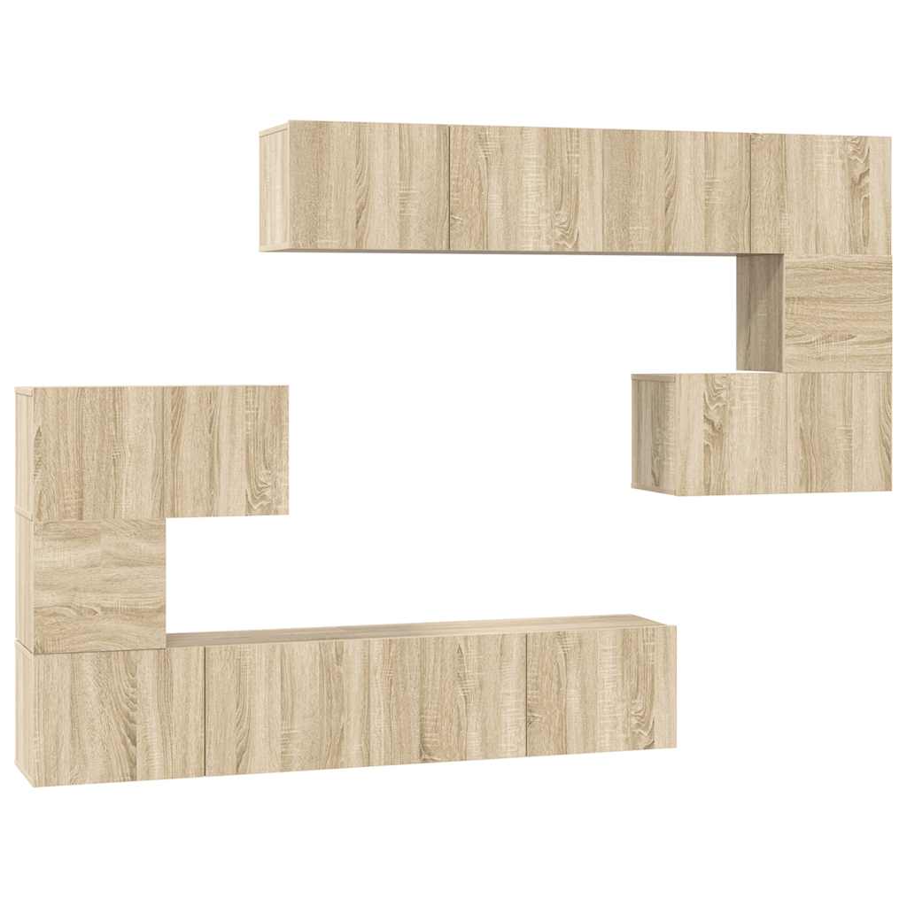 vidaXL 8 Piece TV Cabinet Set Sonoma Oak Engineered Wood