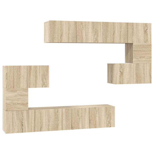 vidaXL 8 Piece TV Cabinet Set Sonoma Oak Engineered Wood
