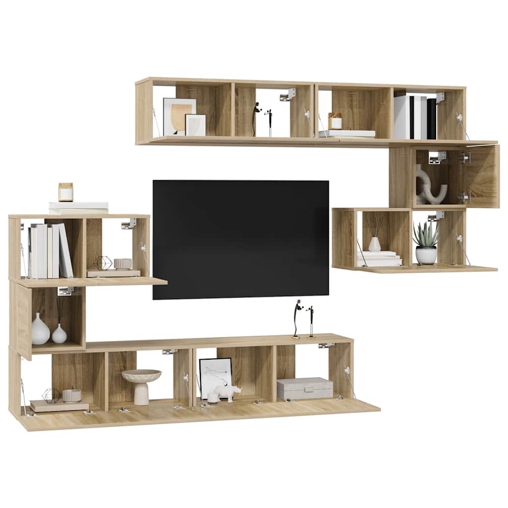 vidaXL 8 Piece TV Cabinet Set Sonoma Oak Engineered Wood