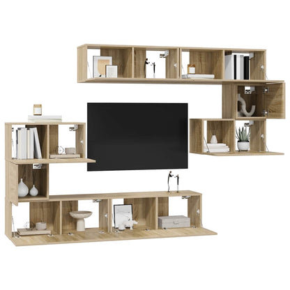 vidaXL 8 Piece TV Cabinet Set Sonoma Oak Engineered Wood