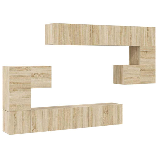 3079039 vidaXL 10 Piece TV Cabinet Set Sonoma Oak Engineered Wood (2x804519+1x804518+1x804491)