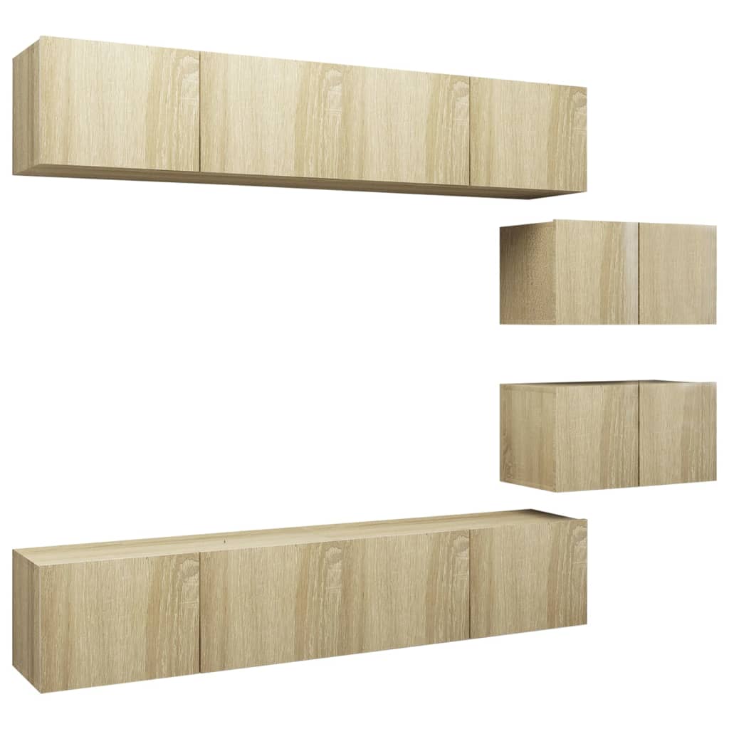 vidaXL 6 Piece TV Cabinet Set Sonoma Oak Engineered Wood