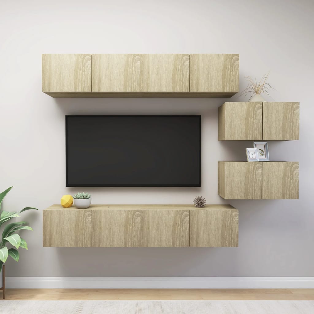 vidaXL 6 Piece TV Cabinet Set Sonoma Oak Engineered Wood
