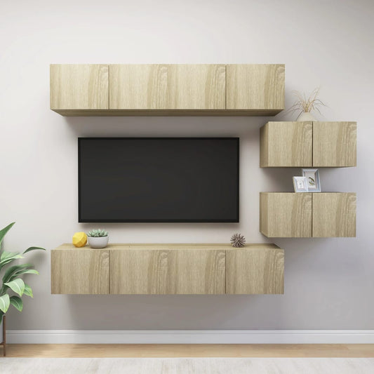 vidaXL 6 Piece TV Cabinet Set Sonoma Oak Engineered Wood