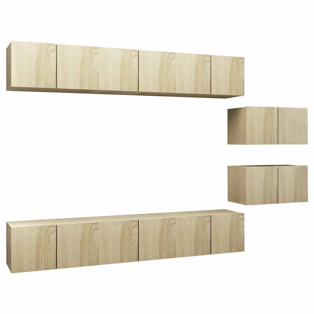 vidaXL 8 Piece Wall-mounted TV Cabinet Set Sonoma Oak Engineered Wood