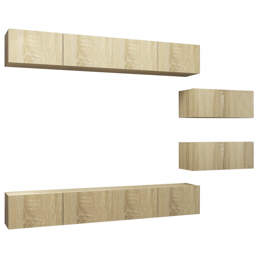 vidaXL 6 Piece TV Cabinet Set Sonoma Oak Engineered Wood