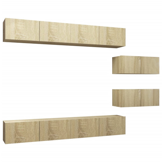 vidaXL 6 Piece TV Cabinet Set Sonoma Oak Engineered Wood