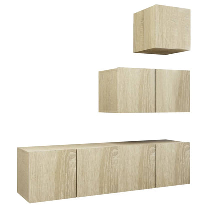 vidaXL 4 Piece TV Cabinet Set Sonoma Oak Engineered Wood