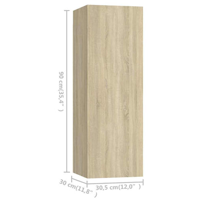 vidaXL 4 Piece TV Cabinet Set Sonoma Oak 30,5x30x90 cm Engineered Wood