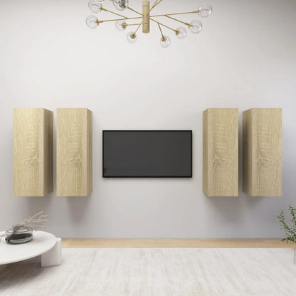 vidaXL TV Cabinets 4 pcs Sonoma Oak 30.5x30x90 cm Engineered Wood