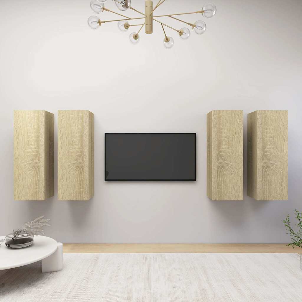 vidaXL 4 Piece TV Cabinet Set Sonoma Oak 30,5x30x90 cm Engineered Wood