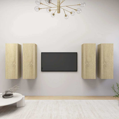vidaXL 4 Piece TV Cabinet Set Sonoma Oak 30,5x30x90 cm Engineered Wood