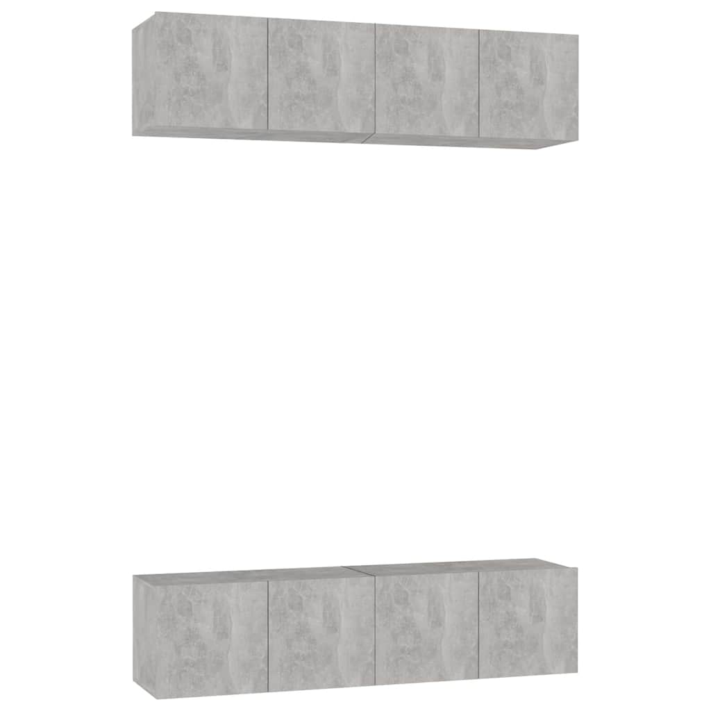 vidaXL 4 Piece TV Cabinet Set Concrete Grey 60x30x30 cm Engineered Wood