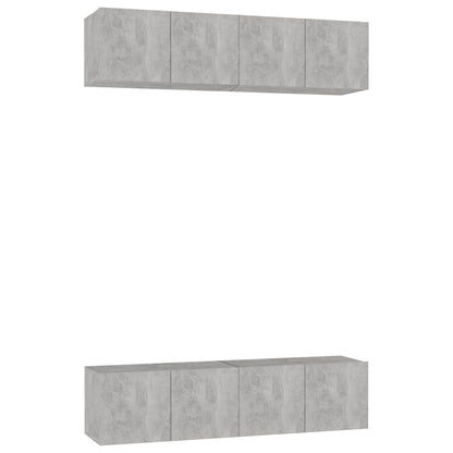 vidaXL 4 Piece TV Cabinet Set Concrete Grey 60x30x30 cm Engineered Wood