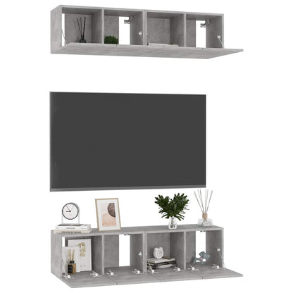 vidaXL 4 Piece TV Cabinet Set Concrete Grey 60x30x30 cm Engineered Wood