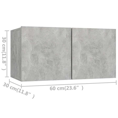 vidaXL 4 Piece TV Cabinet Set Concrete Grey 60x30x30 cm Engineered Wood