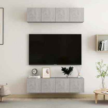 vidaXL 4 Piece TV Cabinet Set Concrete Grey 60x30x30 cm Engineered Wood